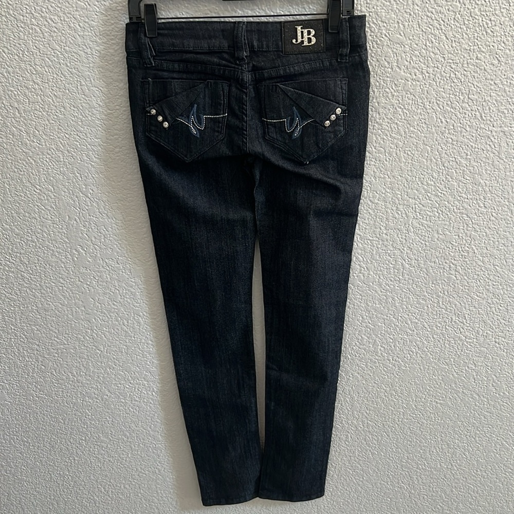 Judy Blue Rhinestone Straight Leg Stretch Mid Rise Indigo Denim Jeans Size 26 - Picture 4 of 6